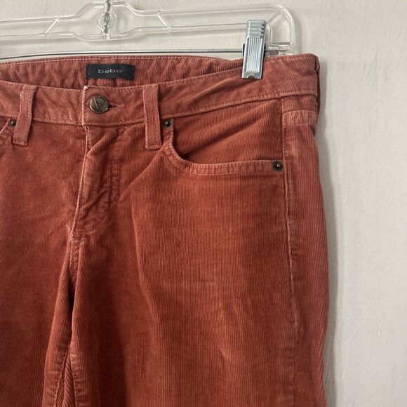 Bebe Corduroy Skinny Womens Jean Pants Salmon Pink Preowned Size 27 Made In USA - Picture 4 of 11
